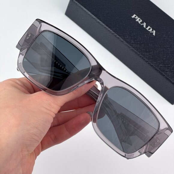 Prada PR10ZSF 16Z70B BRAND NEW Sunglasses Transparent Asphalt Grey Square Unisex - Picture 2 of 10